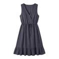 thumbnail image 4 of ClodeEU Women's Sleeveless V Neck Ruffle Hem Midi Dress,Casual Drawstring Waist Flowy Sundress Black,Women's Plus L, 4 of 8