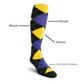 thumbnail image 2 of Golf Knickers Colorful Knee High Argyle Cotton Socks For Men Women and Youth - SSSS: Black/Yellow/Royal - Youth, 2 of 2