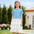 thumbnail image 7 of Girls T-Shirts Short Sleeve Cute Lace Hem Crewneck T Shirts Casual Summer Tops Girl Tops Size 11-12 Years, 7 of 7