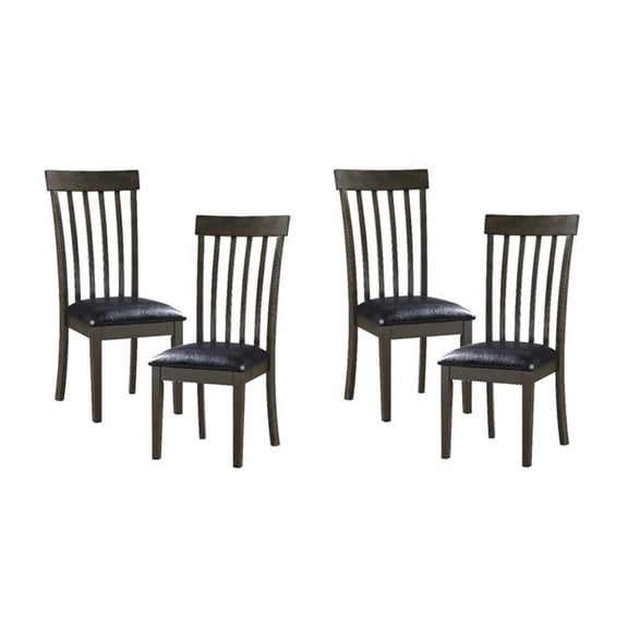 Pemberly Row Faux Leather Dining Room Side Chair in Black (Set of 4)