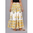 thumbnail image 4 of Women Yellow Floral Block Printed Cotton Maxi Skirt with Elastic Waist, Casual Summer Skirt - XS, 4 of 6
