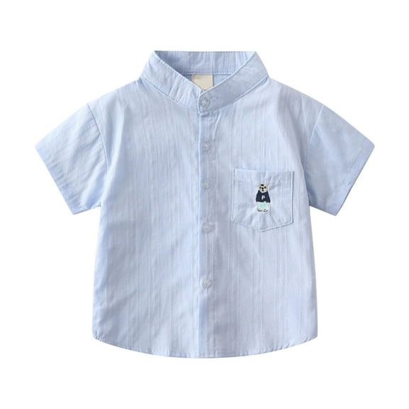 Hiijoy Toddler Boys Cotton Button-Down Shirt Summer Casual Short Sleeve Shirt, Sizes 1-7