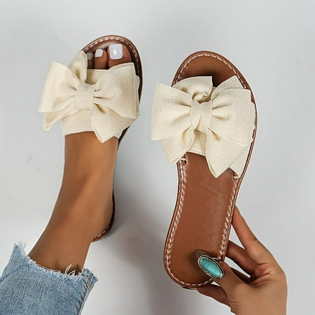 

Chic Summer Bowknot Slide Sandals for Women - Comfy Lightweight All-Season Open Toe Flats-35