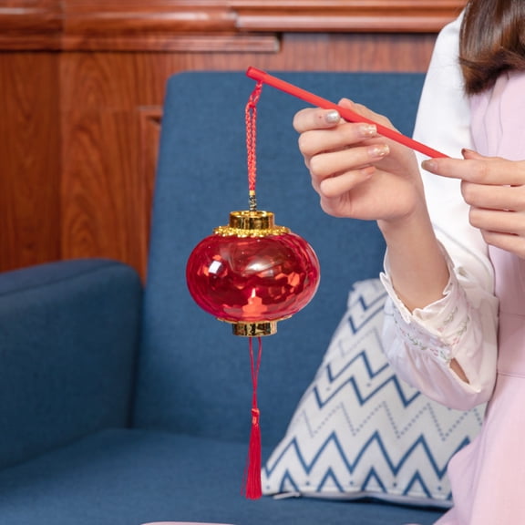 Joernso Chinese Festive Lantern Decorative Luminous Chinese Retro Style Portable Lantern Lamp with Tassel for Kids