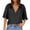 Black, variant on Womens Plain Tshirts Ladies Casual V Neck Zip Half Sleeve Mesh Panel Loose Pullover Top Everyday BU2 XL