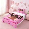 thumbnail image 5 of Erosebridal Cute Princess Girl Twin Sheet Sets,Cartoon Black Girly Colorful Loves Print Bedding For Kids 3pcs, 5 of 6
