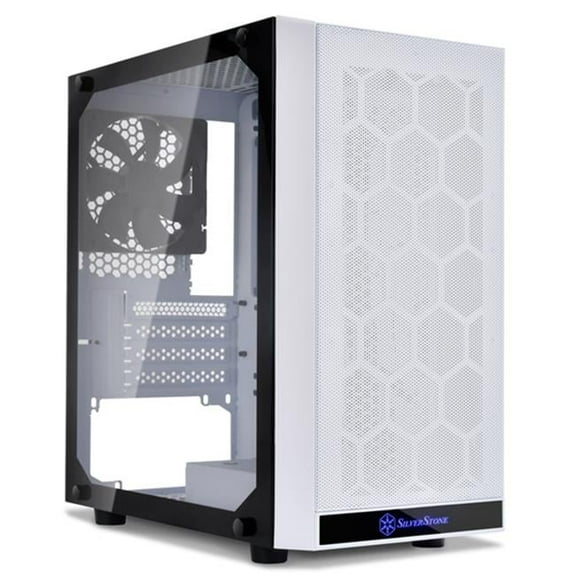 SilverStone Technologies  Micro-ATx & Mini-DTx Mesh Front Panel Steel Body Tempered Glass Side Panel - White Plus Tempered Glass Window