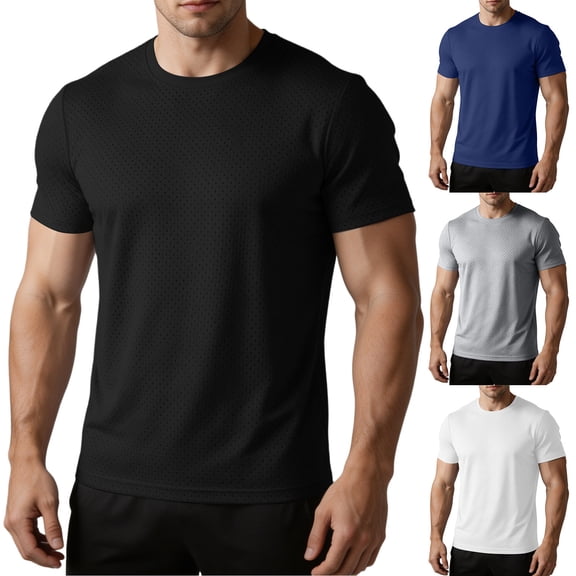 Tbopshirt Plus Size Mens Shirts Short Sleeved T-shirt Summer Ice Silk Speed Drying Mesh Breathable Sports Half Sleeve Loose Large Casual Top,S-2XL