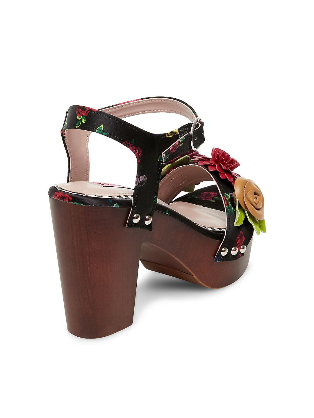 betsey johnson rosee flower wood clog sandals