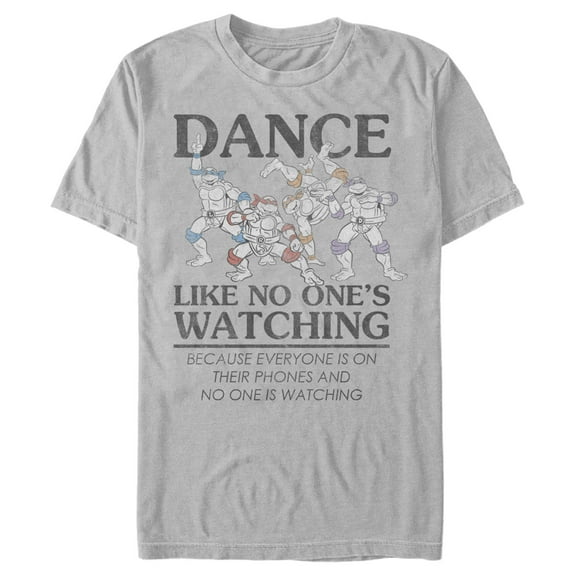 Men's Teenage Mutant Ninja Turtles Distressed Dance Like No One's Watching Graphic Tee Silver 3X Large