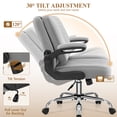 thumbnail image 6 of COOLHUT Criss Cross Chair with Flip-Up Arms and Wheels, Moveable Back Cushion Wide Seat Office Desk Chair, Swivel Cross Legged Chair for Home Office, Study, Vanity, Velvet Fabric, Dark Gray, 6 of 15