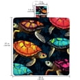 thumbnail image 2 of Turtle Canvas Picnic Blanket Waterproof Outdoor Mat for Beach, Park, Camping, Travel - Large Size, Foldable, Portable, Washable - Blue Stripe Pattern, 2 of 6