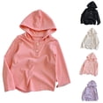 thumbnail image 4 of Mercatoo Girls Ribbed Soft Hoodies Plain Stretchy Long Sleeve Pullover Hoodie Sweatshirts Kids Cute Comfy Fall Tops Clothes, 4 of 5