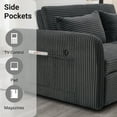 thumbnail image 4 of Noodeniya 55" Corduroy Twins Pull Out Sofa Bed with 2 Large Side Pockets and USB, Convertible Sleeper Couch, Loveseat for Small Place, Grey, 4 of 16