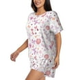 thumbnail image 2 of Fotbe Retro Floral Print Pajama Set for Women 2 Piece Loungewear Short Sleeve Tops and Shorts Set Soft Sleepwear-XX-Large, 2 of 7