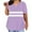 Purple, variant on Lenpel Plus Size Tops for Women Fashion Summer Short Sleeve V Neck Striped Color Block T Shirts Casual Tunic Tees
