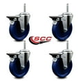 thumbnail image 2 of 5 Inch Solid Poly Wheel Swivel 5/8 Inch Threaded Stem Caster Set with Brake, 2 of 2