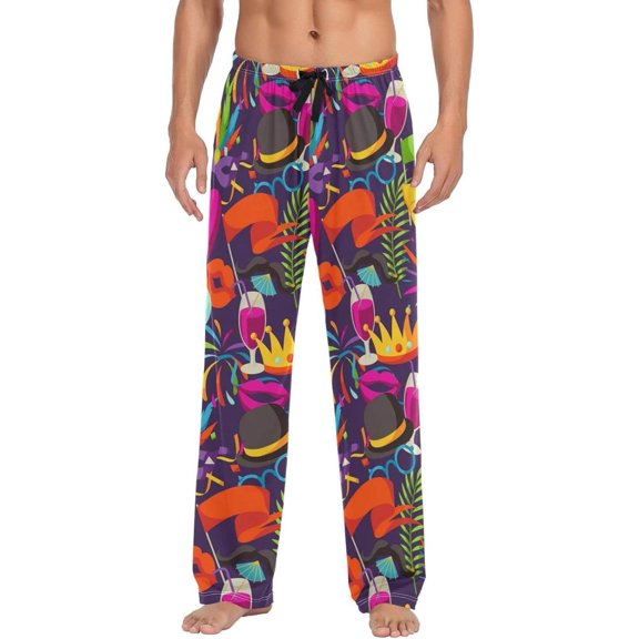 GZHJMY Mardi Gras Pajama Pants for Men, Lounge Pants Lightweight Men Pajama Bottoms with Drawstring Pockets, Christmas New Year Birthday Gifts, Small