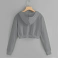 thumbnail image 3 of Womens Cropped Zip Up Hoodie Long Sleeve Y2K Crop Sweatshirts with Pockets Women Casual Solid Zipper Pocket Shirt Hooded Sweatshirt Tops Drawstring Clothes Y2K Hoodies, XL&Gray, 3 of 5