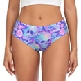 thumbnail image 1 of Fotbe Blue Skull Daisy Calzones Estampados para Mujer – Ropa Interior de Algodón, Cómoda, Suave y Elástica-4X-Large, 1 of 6