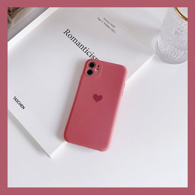 ML Solid Candy Color Love Heart Phone Case For iPhone 13 12 11 14 Pro Max XS Max XR X 8 7 14 Plus Soft Silicone Bumper Cover