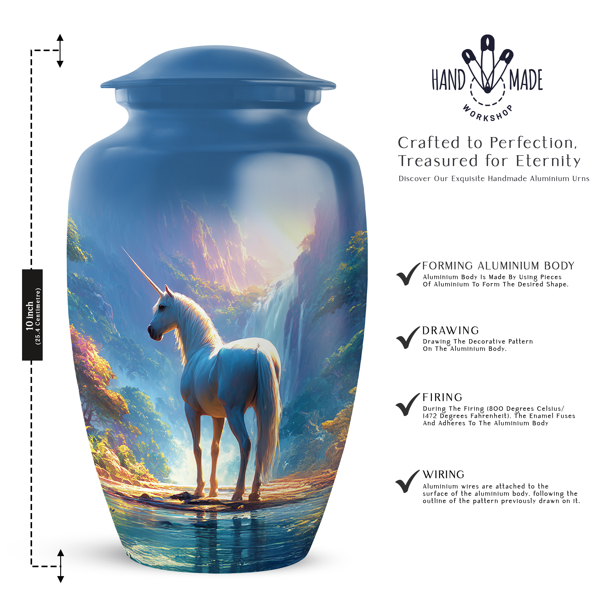 Unicorn Funeral Urns For Adult Female - 1 Large Decorative Urns For Human Ashes Adult Male Dad, Blue Cremation Urn For Human Ashes For Man - 10 Inch, 4 Small Keepsake Urn For Mom, 3 Inch