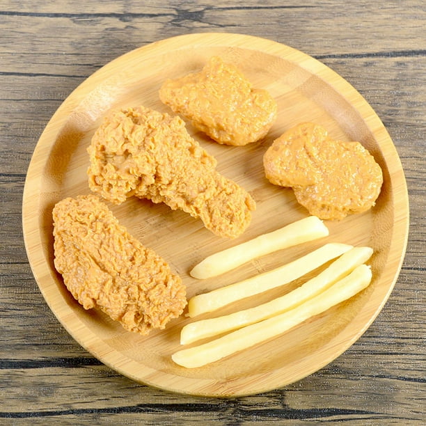 Simulación de pierna de pollo, papas fritas, modelo de pierna de pollo frito, llavero de simulación de alas de pollo, colgante de juego de comida, flor de arroz de pollo, nugget de pollo,