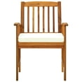 thumbnail image 4 of vidaXL Patio Dining Chairs Outdoor Patio Chair with Cushions Solid Wood Acacia, 4 of 8