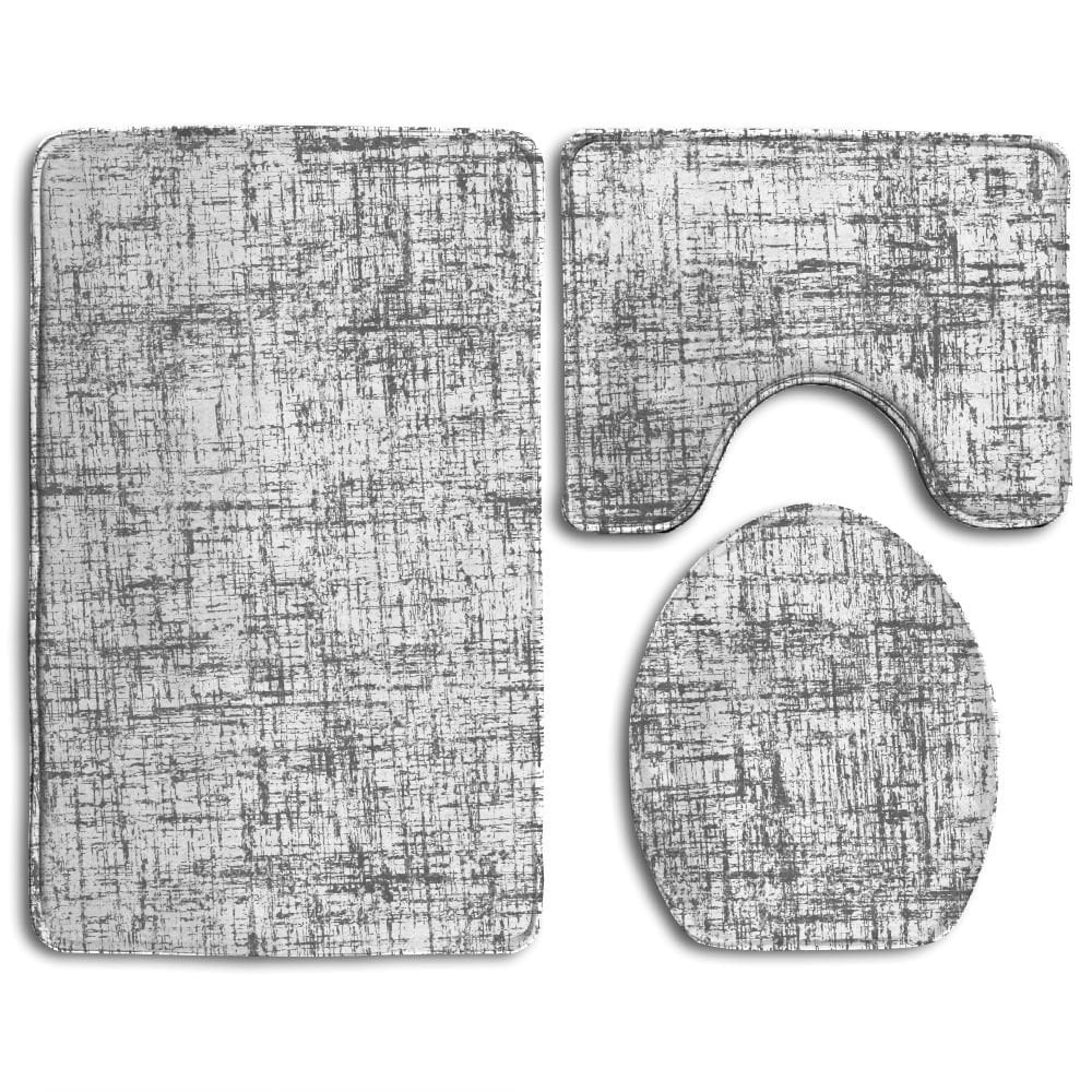 CHAPLLE Grey Abstract Grunge Vintage Wall Texture 3 Piece Bathroom Rugs Set Bath Rug Contour Mat