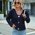 thumbnail image 4 of Women'S Long Sleeve Cropped Knit Cardigan 2025 Casual Button Down Crochet Sweater Tops with Pockets Tibet S, 4 of 7