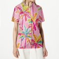 thumbnail image 2 of ASDFVBKG Hawaiian Shirts for Women Tropical Floral V Neck Button Up Tshirt Summer Beach Short Sleeve Blouses Tops Pink 2XL, 2 of 6