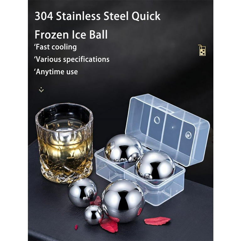 2pcs 304 Stainless Steel Ice Cubes Quick-Frozen Ice Balls/Square Iced  Tartar Whiskey Round Metal Ice Kitchen Bar Utensils - AliExpress