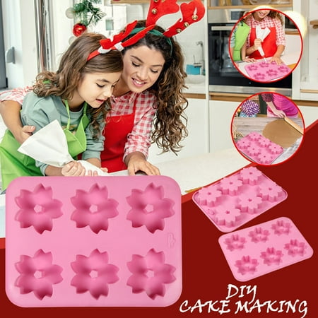 

Christmas Clearance! SuoKom Silicone 6 With Snowflake Cake Mold Soap Aromatherapy Candle Mold Flower Donut Ice Tray Chocolate