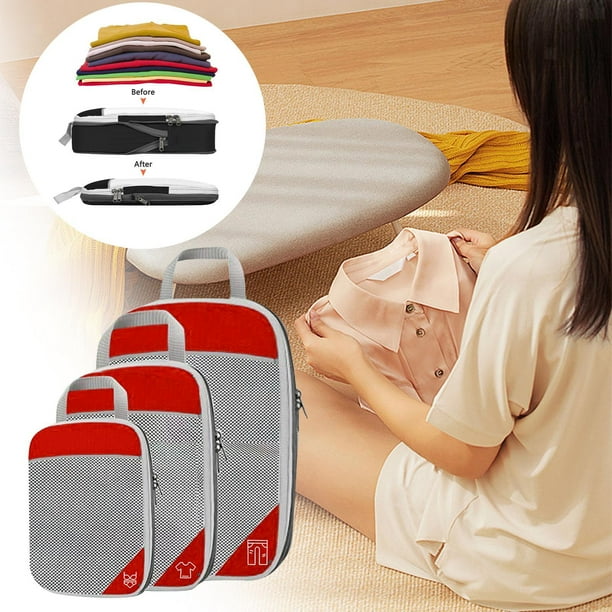 Compression Packing Cubes Storage Mesh Bags Expandable Space Saving