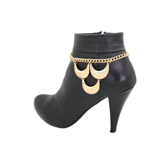 Women Gold Metal Chain Western Boot Bracelet Shoe Moon Charm