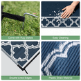 thumbnail image 2 of LUOVEN Reversible Waterproof Outdoor Rug 6x9 Plastic Straw Patio Mat for RV, Camping, Beach, Deck, Backyard, Porch, Blue & White, 2 of 8