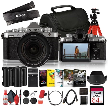 Nikon Zf Mirrorless Camera with NIKKOR Z 24-70mm f/4 S Lens (Silver) Full-Frame FX 24.5MP 4K Video 5-Axis IBIS Bundle with Bag + Micro HDMI Cable + FLexible Tripod + 64GB Memory Card