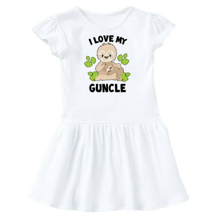 

Inktastic Cute Sloth I Love My Guncle with Green Leaves Gift Toddler Girl Dress