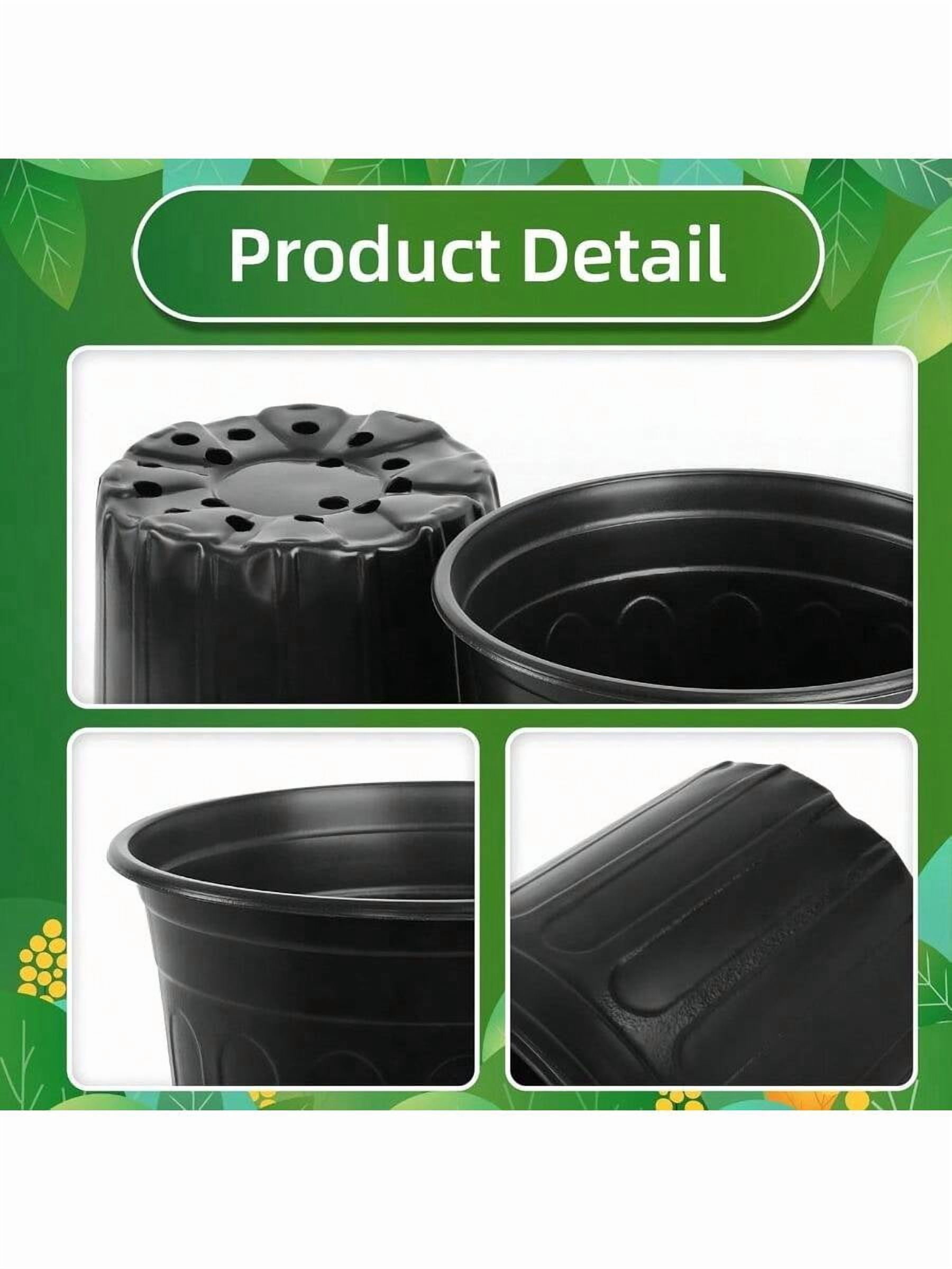 50 Pcs 2 Gallon Nursery PotsThickened Soft Plastic Plant Pots With Holes Garden Flower Seedling Pot Container For Seedling Cuttings Transplanting Black