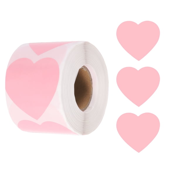 Uxcell 500pcs Pink Heart Stickers Roll 2 Inch Self-Adhesive Stickers for DIY Crafts