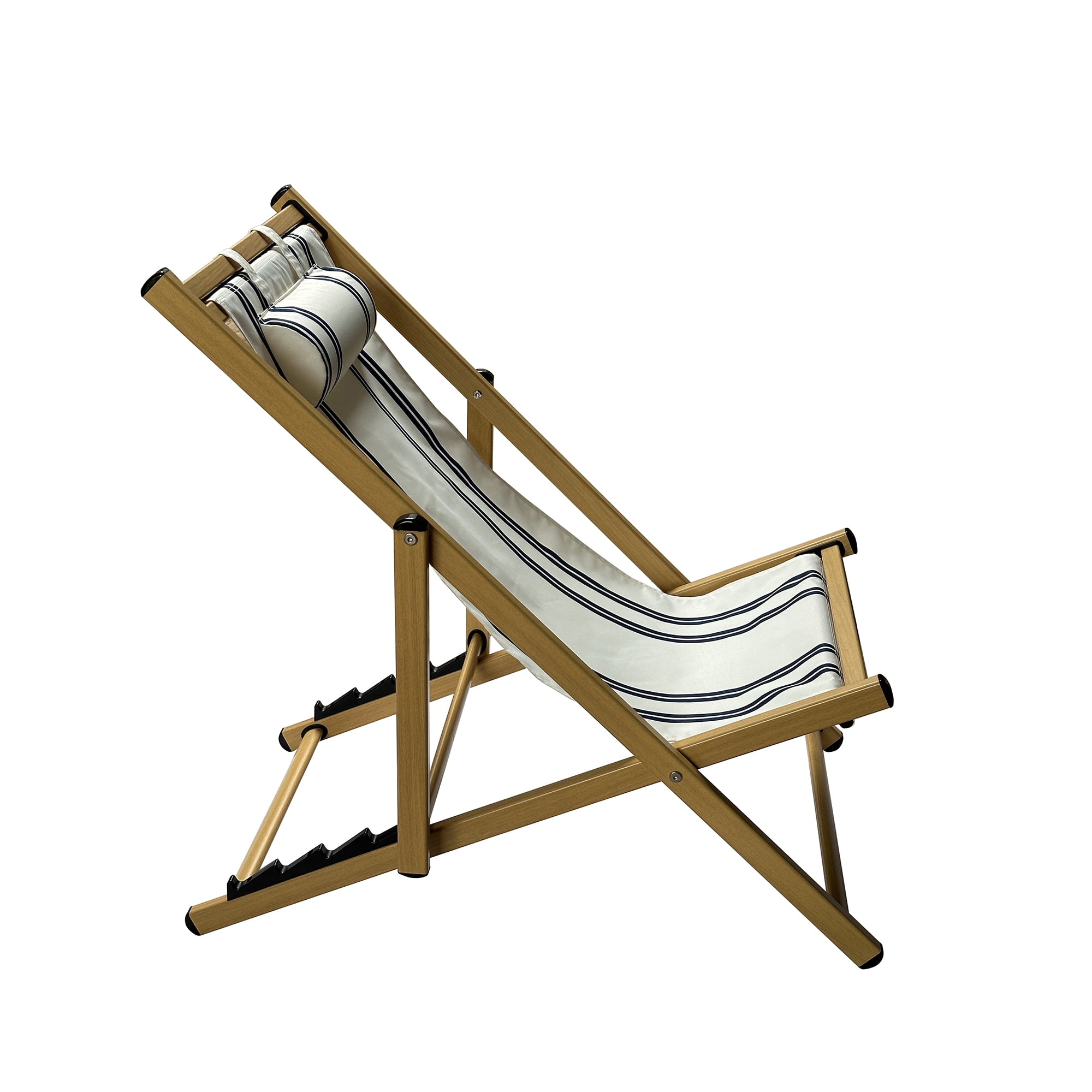 (2 pack) Mainstays Resort Sling Fabric Chair, Beige & Blue Stripe