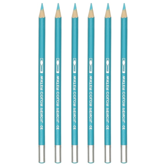 Uxcell Watercolor Pencil, 6Pcs Water Soluble Pencils for Blending, Coloring, Sketch Drawing, Painting, Sky Blue