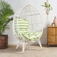 thumbnail image 2 of Keondre Indoor Wicker Teardrop Chair with Cushion, White and Green, 2 of 11