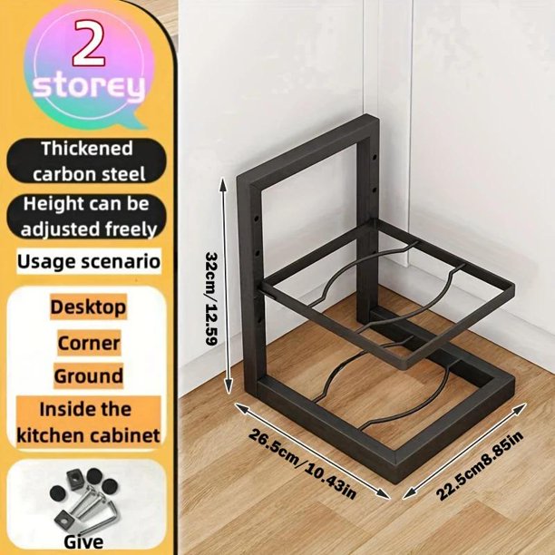 Organizador de estante de ollas ajustable, estante de almacenamiento de ollas de acero inoxidable para cocina, organizador de ollas y sartenes para el hogar multicapa para Cocina