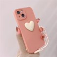 thumbnail image 1 of Funda de teléfono suave con corazón de amor negro 3D lindo coreano con correa de muñeca para iPhone 14 13 12 11 Pro Max X XS XR 7 8 plus funda Simple Tan Jianjun unisex, 1 of 2