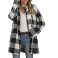 thumbnail image 3 of Women's Mid-length Plaid Button Down Shacket Jacket Long Sleeve Casual Coat with Pockets, 3 of 4