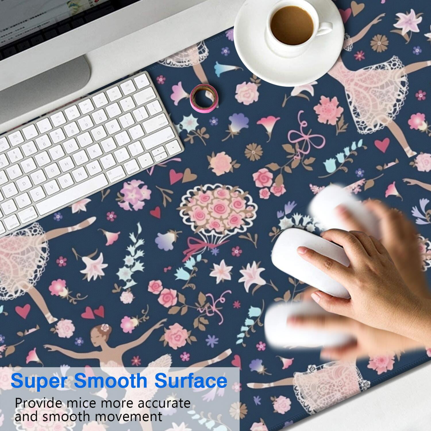 Long Mouse Pads for Desk,Rainbow Princess Pattern Desk Mats on Top Of Desks, Desk Mouse Pad Extra Large with 3mm Non-Slip Base and Stitched Edge for Gaming,Office,Work,Home 47.3"x23.6"