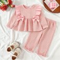 thumbnail image 2 of KPOPLK Toddler Girls 2Pcs Outfits Cute Baby Girl Plaid Print Long Sleeve Pant Set Flower Ruffle Top,Size 3-4 Years, 2 of 7