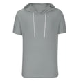 thumbnail image 3 of Men's Short Sleeve Hoodie Workout Gym Hooded Sweatshirt Lightweight Loose Fit Athletic Pullover Hoodies T-Shirts, 3 of 6