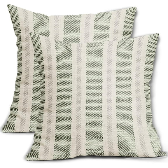 Sage Green Pillow Covers 18x18 Inch Set of 2 Modrn Grey Polka Dot Boho Striped Pattern Tan Cream Print Decorative Throw Pillowcases Outdoor Neutral Cushion Cases Decor for Sofa Couch Bed